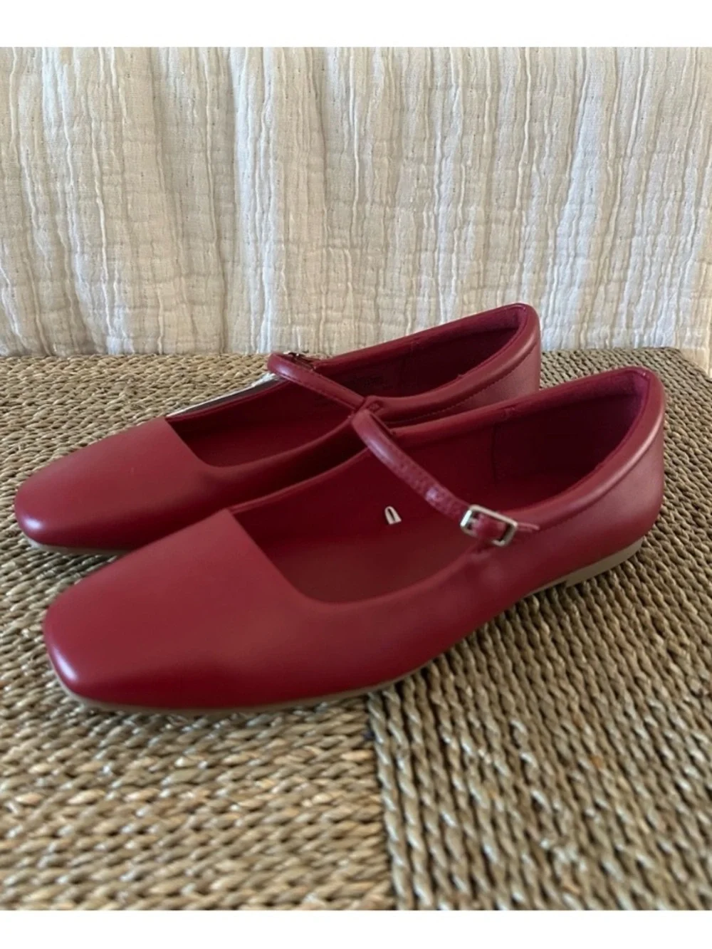 Cherry Red Mary Jane Ballet Flats Square Toe Memory Foam Footbed Like New 7.5 - Picture 3 of 7
